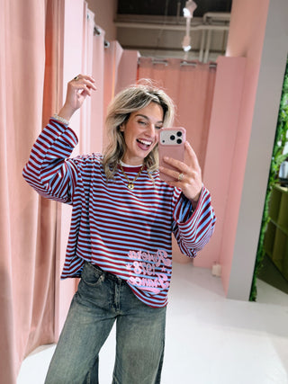Riviera Longsleeve - Bordeaux/Blauw