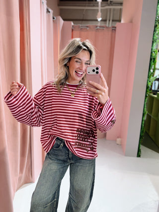 Riviera Longsleeve - Bordeaux/Roze