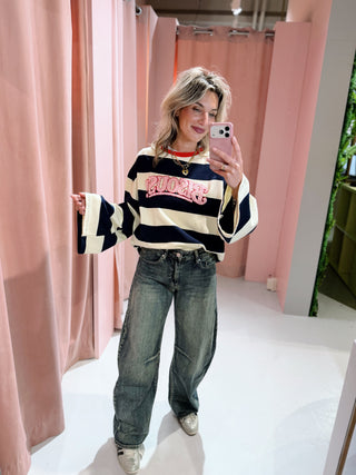 Bisous Longsleeve - Navy/Off White