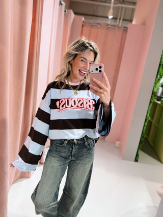 Bisous Longsleeve - Lichtblauw/Bruin