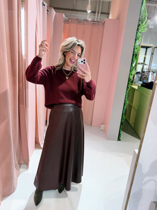 Lily PU Skirt - Bordeaux