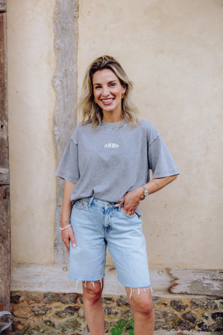 Flourish Tee - Washed Light Grey
