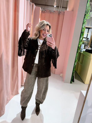 Milou Fringe Blazer - Bruin