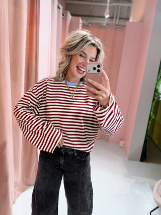 Kiona Longsleeve - Off White/Bordeaux