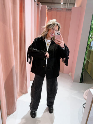 Milou Fringe Blazer - Zwart