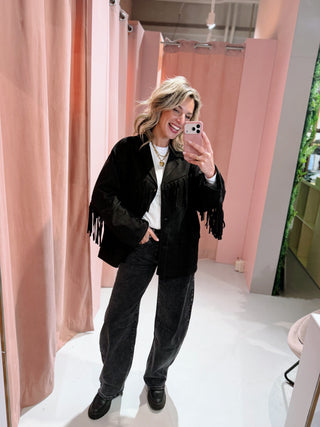 Milou Fringe Blazer - Zwart