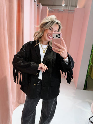 Milou Fringe Blazer - Zwart