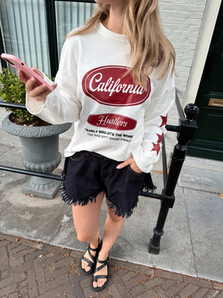 California Star Longsleeve - Off White/Bordeaux