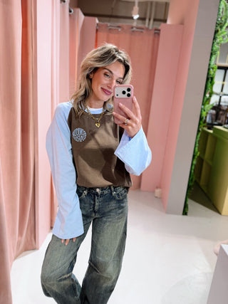 Lizzy Longsleeve - Blauw/Bruin
