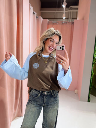 Lizzy Longsleeve - Blauw/Bruin