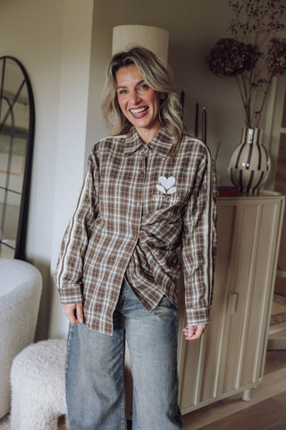 Amour Ruit Blouse - Bruin