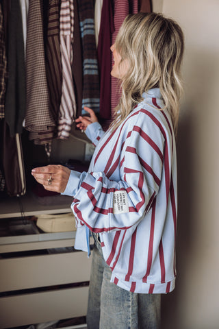 Regina Sweater - Lichtblauw/Bordeaux