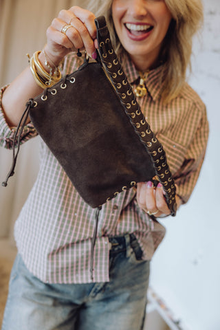 Verony Suede Bag - Dark Brown