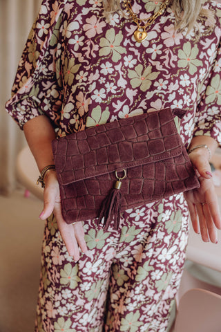 Avila Croco Bag - Burgundy