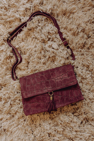 Avila Croco Bag - Burgundy