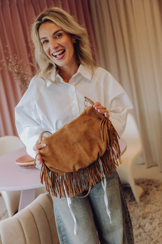 Vromy Suede Bag - Cognac