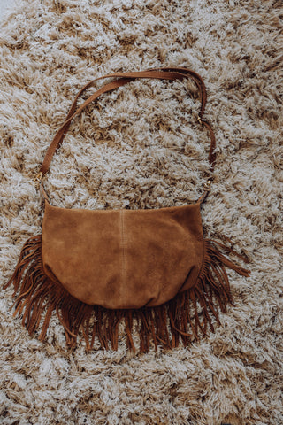 Vromy Suede Bag - Cognac