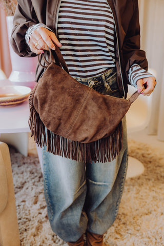 Vromy Suede Bag - Dark Brown