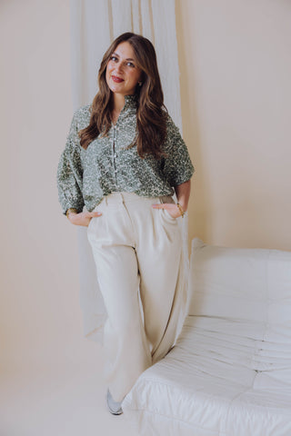 MSCHEsteriane HW Pants - Oatmeal Melange