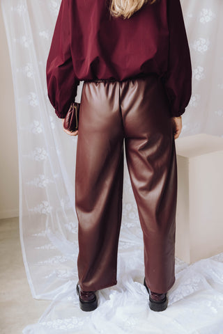 Emma PU Pants - Bordeaux