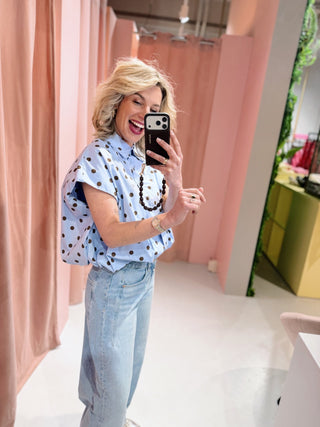 Benthe Dot Blouse - Lichtblauw