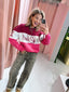 Colour Block Sweater - Roze