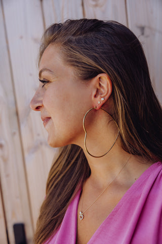 Big Heart Hoop Earrings - Goud