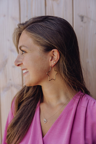 Small Star Hoop Earrings - Goud