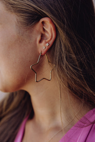 Small Star Hoop Earrings - Goud