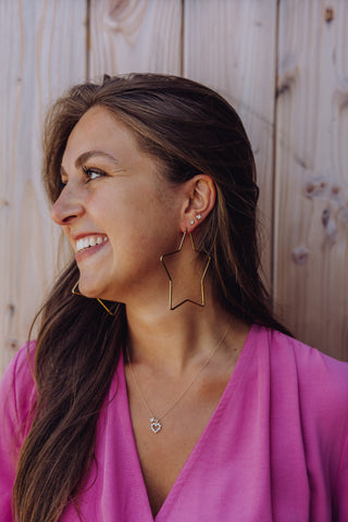 Big Star Hoop Earrings - Goud