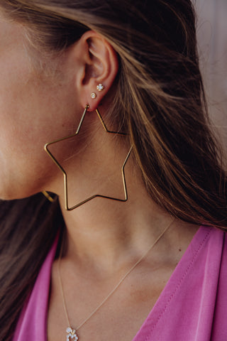 Big Star Hoop Earrings - Goud