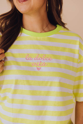 Dolce Vita Tee - Neon Geel