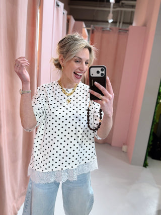 Dot Lace Tee - Wit