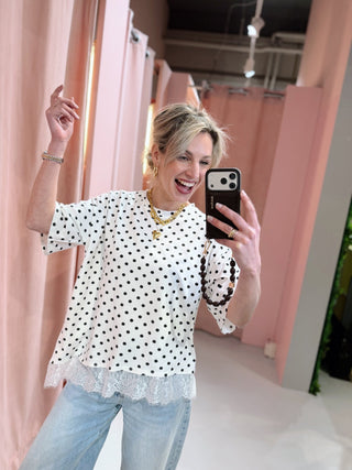 Dot Lace Tee - Wit