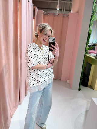 Dot Lace Tee - Wit
