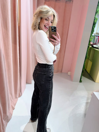 Echo High Straight Jeans - Tar Retro Black