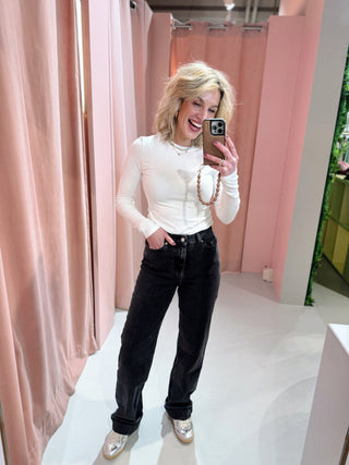 Echo High Straight Jeans - Tar Retro Black