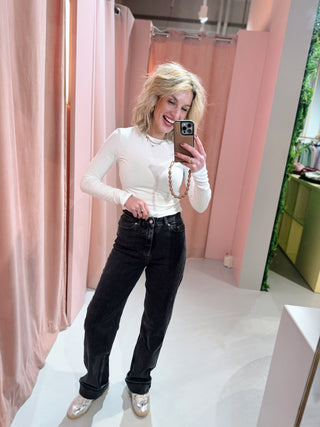 Echo High Straight Jeans - Tar Retro Black