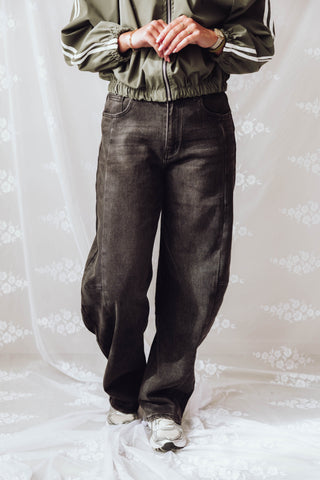 Elenor Barrel Jeans - Washed Grey