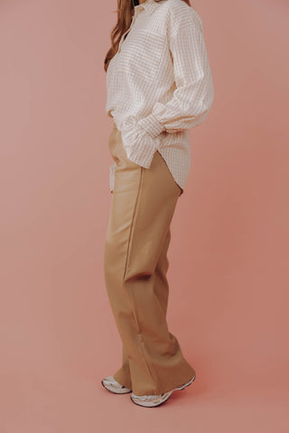 Evie PU Pants - Camel