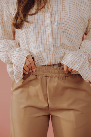 Evie PU Pants - Camel