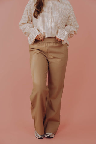 Evie PU Pants - Camel