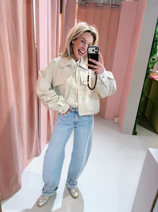 Evy PU Jacket - Beige