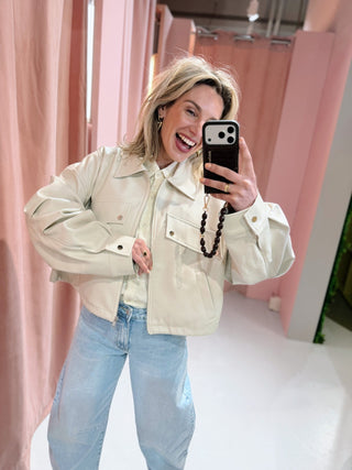 Evy PU Jacket - Beige