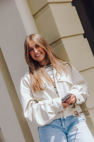 Evy PU Jacket - Beige