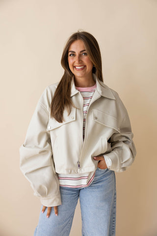 Evy PU Jacket - Beige
