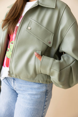 Evy PU Jacket - Groen