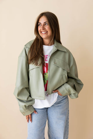 Evy PU Jacket - Groen
