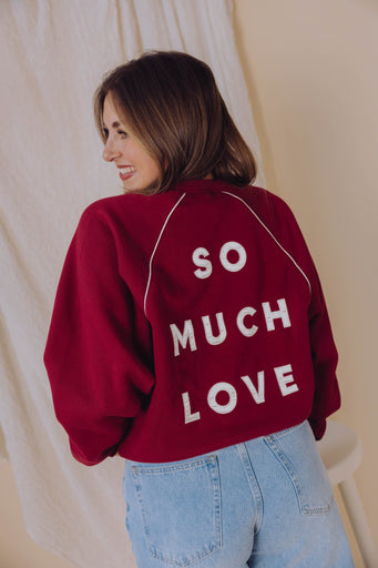 Graphic Sweater with Piping - Rhubarb