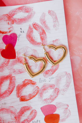 Heart Hoop Earrings - Goud